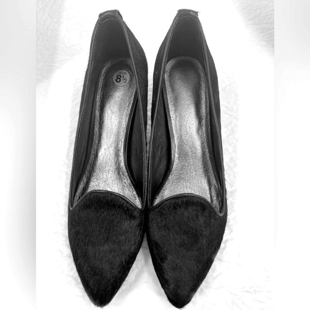 Elliot Lucca Size 8.5 LEIANNA Kitten Heels Calf Hair Black Classic
